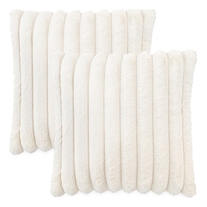 Parker Plush 20&quot Square Faux-Fur Pillow - Set of 2 - Cream
