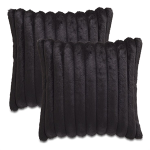 Parker Plush 20&quot Square Faux-Fur Pillow - Set of 2 - Onyx