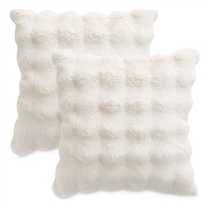 Snowdrop Plush 20&quot Square Faux-Fur Pillow - Set of 2 - Cloud