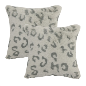 Tabby Plush 20&quot Square Faux-Fur Pillow - Set of 2 - Gray Fog