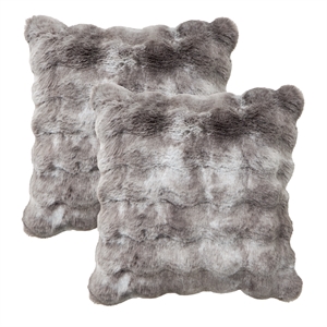 Winston Plush 20&quot Square Faux-Fur Pillow Set of 2 - Gray