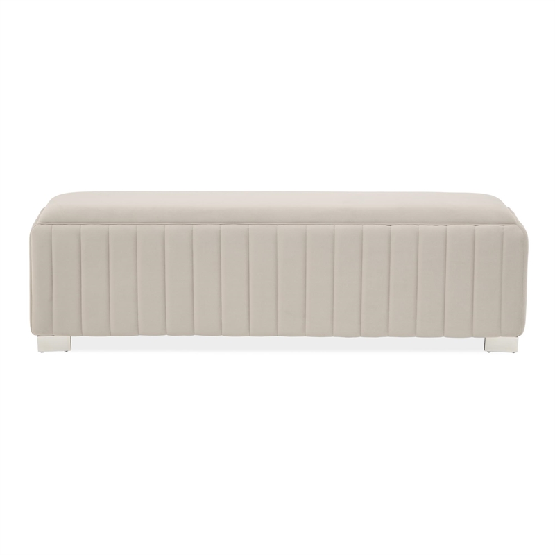 Amaryllis Velvet Accent Bench - Taupe