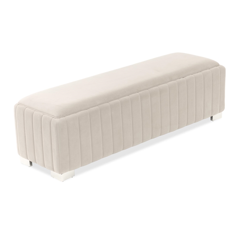 Amaryllis Velvet Accent Bench - Taupe