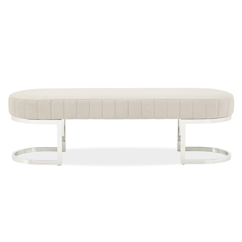 Orchid Velvet Accent Bench - Gray