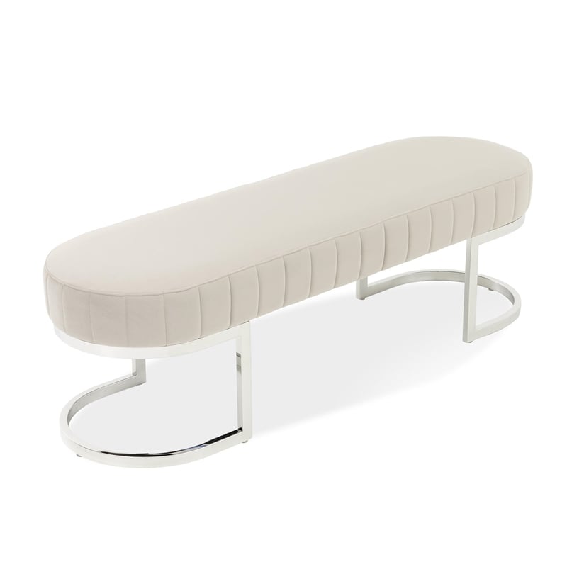 Orchid Velvet Accent Bench - Gray