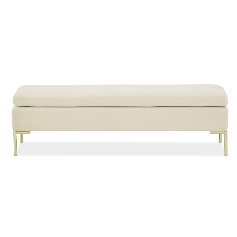 Zennia Velvet Accent Bench - Ivory
