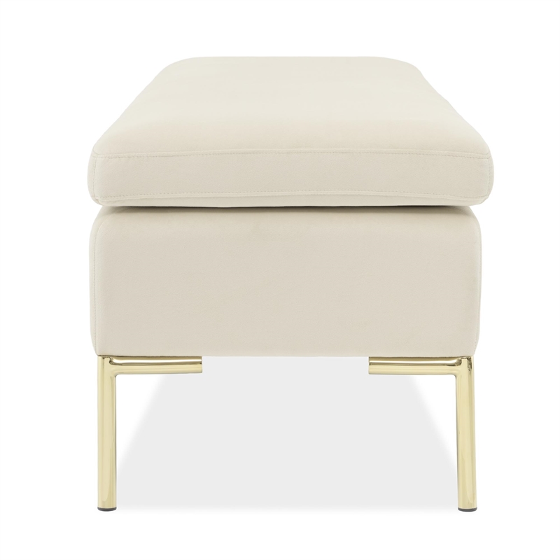 Zennia Velvet Accent Bench - Ivory