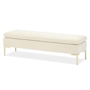 Zennia Velvet Accent Bench - Ivory