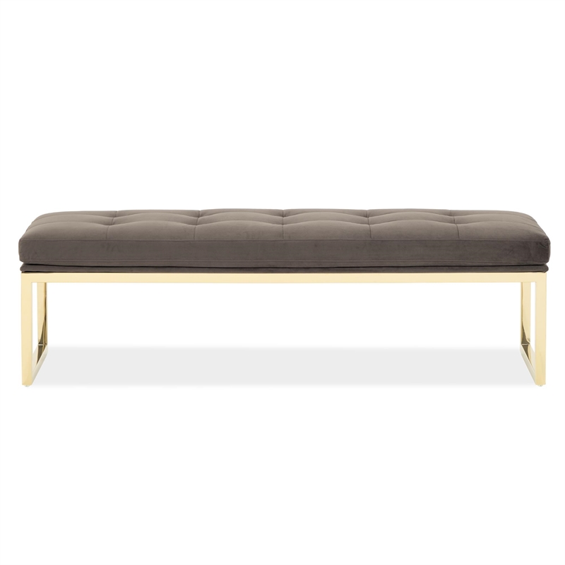 Dahlia Velvet Accent Bench - Chocolate