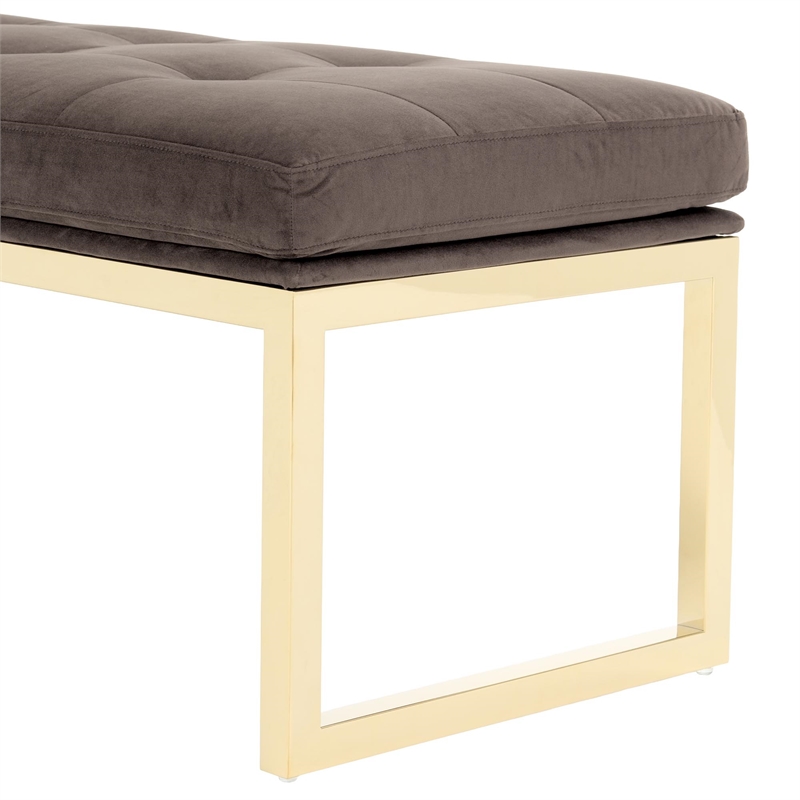 Dahlia Velvet Accent Bench - Chocolate