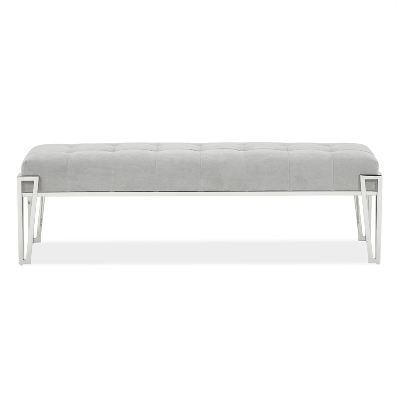Rose Velvet Accent Bench - Gray