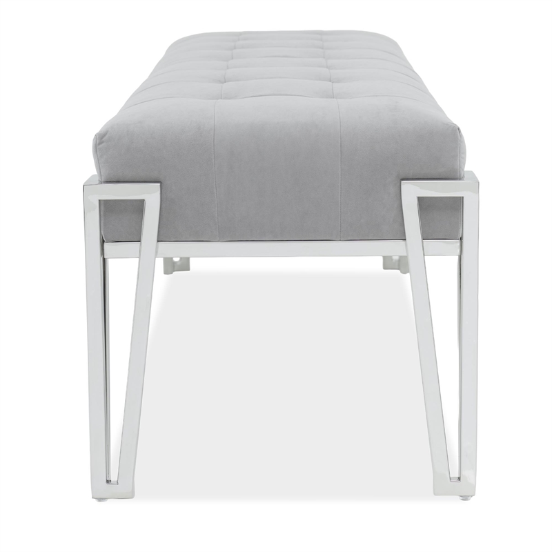 Rose Velvet Accent Bench - Gray