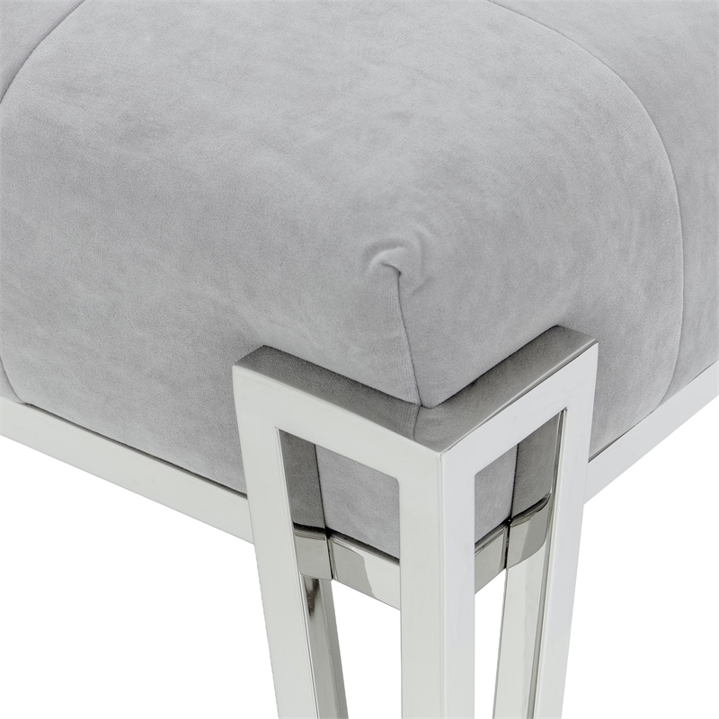Rose Velvet Accent Bench - Gray
