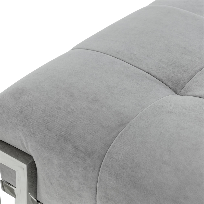 Rose Velvet Accent Bench - Gray