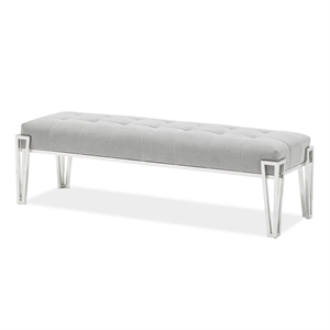 Rose Velvet Accent Bench - Gray
