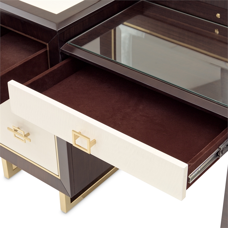 Belmont Place Vanity with Mirror & Bench - Espresso