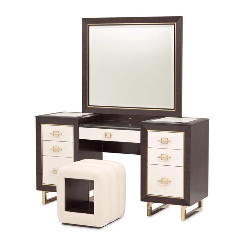 Belmont Place Vanity with Mirror & Bench - Espresso