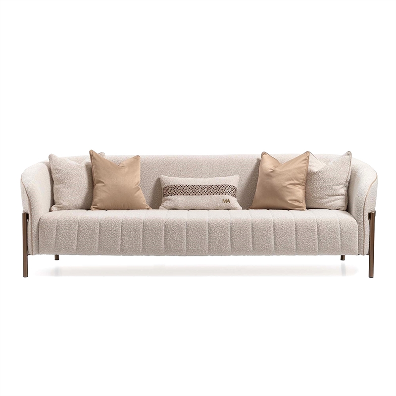 Lisbon Boucle Sofa - Oyster/Matte Bronze