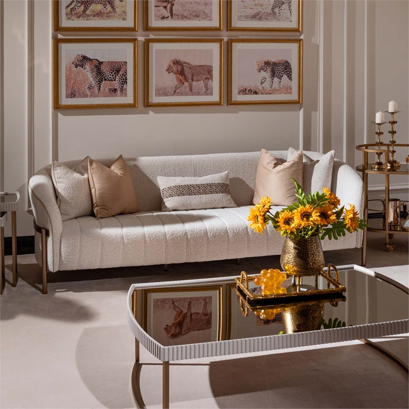 Lisbon Boucle Sofa - Oyster/Matte Bronze