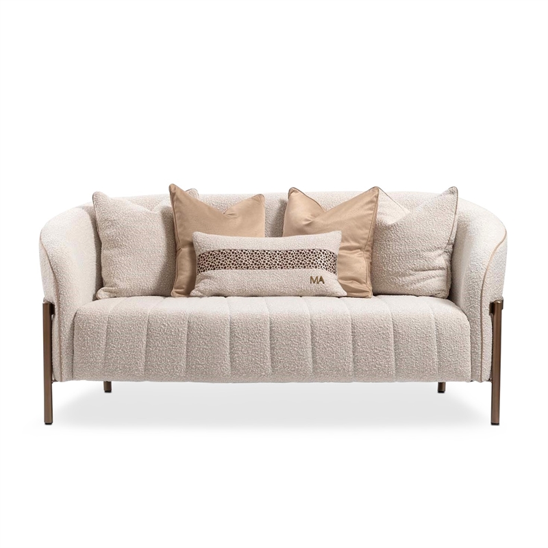 Lisbon Boucle Loveseat - Oyster/Matte Bronze