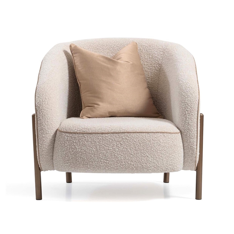 Lisbon Boucle Accent Chair - Oyster/Matte Bronze