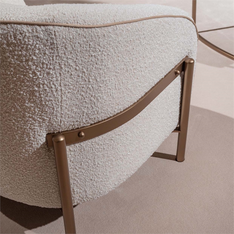 Lisbon Boucle Accent Chair - Oyster/Matte Bronze
