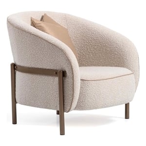 Lisbon Boucle Accent Chair - Oyster/Matte Bronze