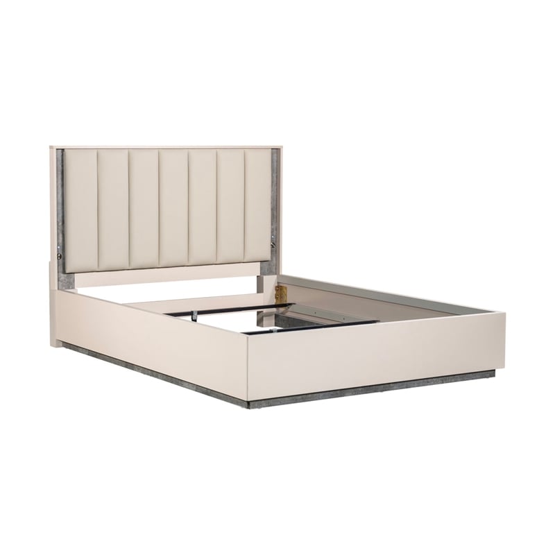 Pavira Queen Bed with LED Lights - Stone