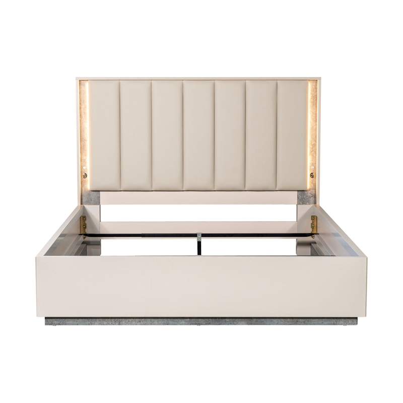 Pavira Queen Bed with LED Lights - Stone