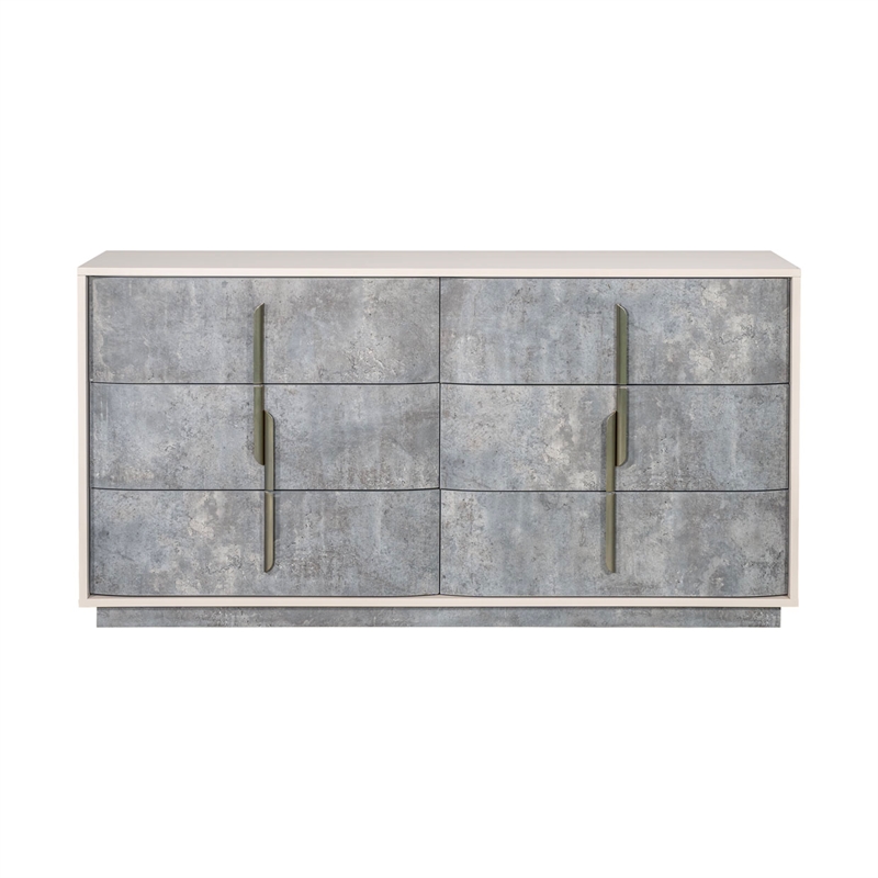 Pavira 6-Drawer Dresser - Stone