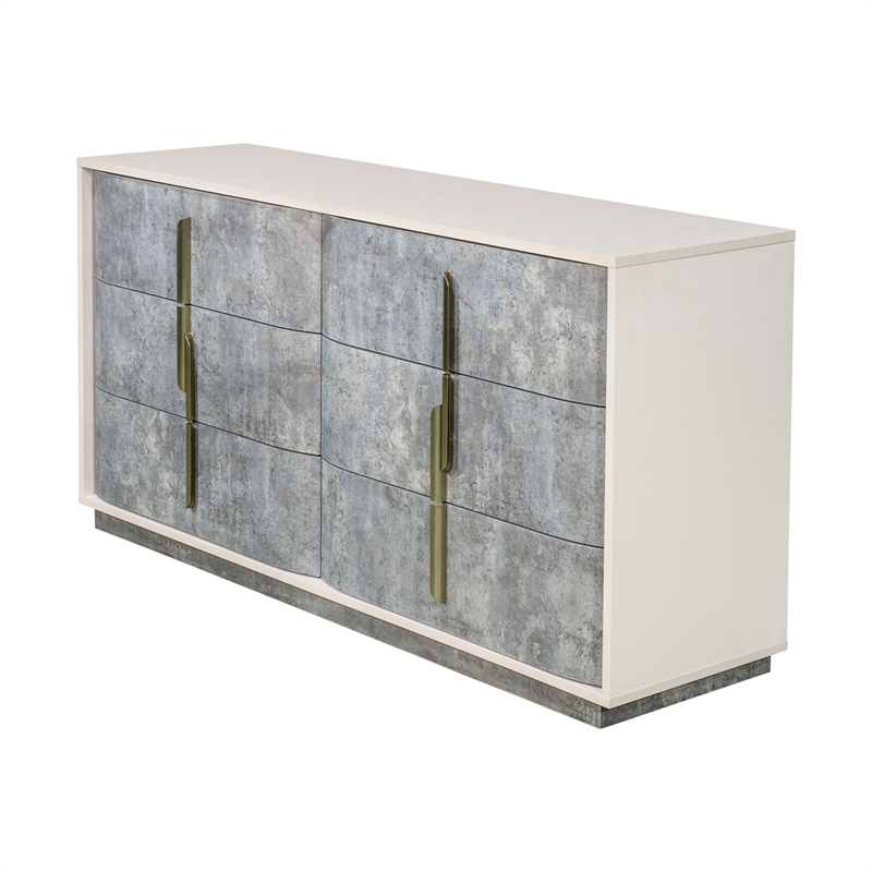 Pavira 6-Drawer Dresser - Stone