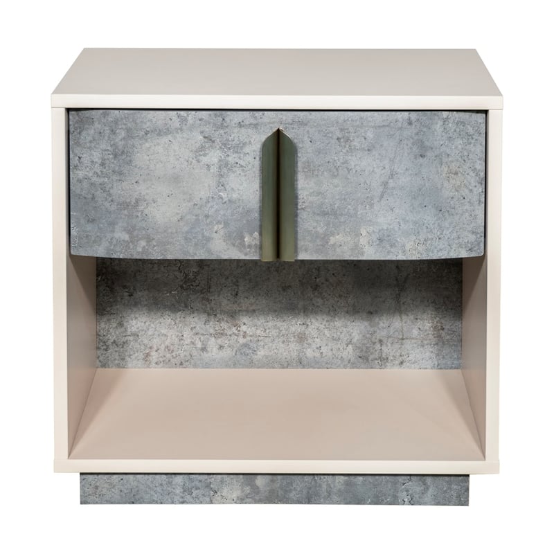 Pavira 1-Drawer Nightstand with LED Lights - Stone