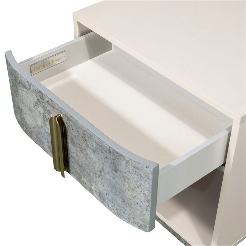 Pavira 1-Drawer Nightstand with LED Lights - Stone