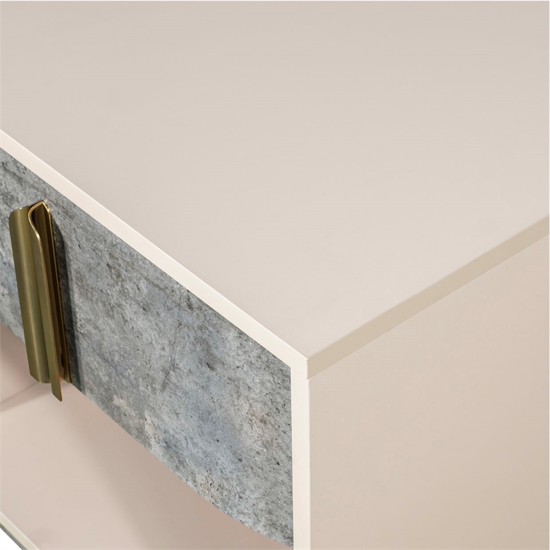 Pavira 1-Drawer Nightstand with LED Lights - Stone