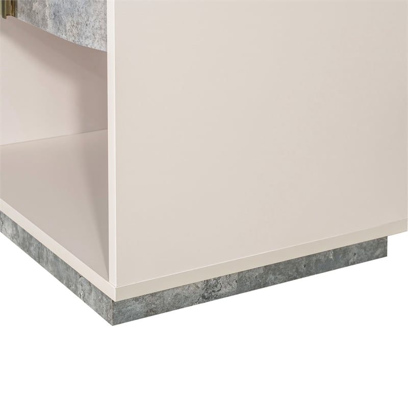 Pavira 1-Drawer Nightstand with LED Lights - Stone