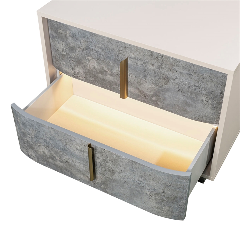Pavira 2-Drawer Nightstand - Stone
