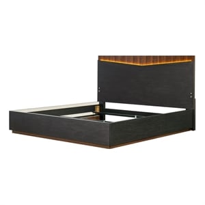 Kayner Eastern King Bed with LED Lights - Charcoal