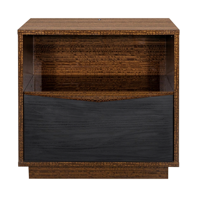 Kayner 1-Drawer Nightstand with LED Lights - Charcoal