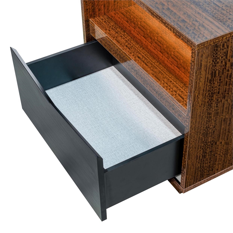 Kayner 1-Drawer Nightstand with LED Lights - Charcoal
