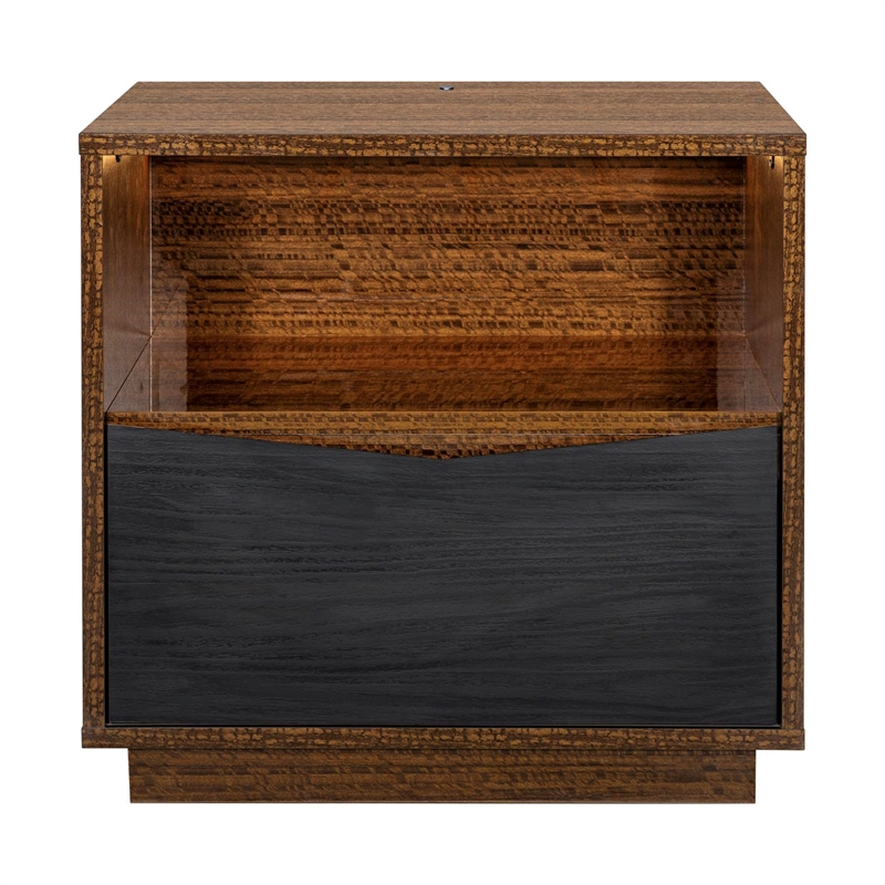 Kayner 1-Drawer Nightstand with LED Lights - Charcoal