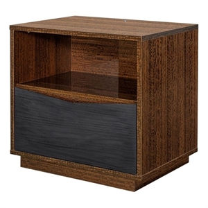 Kayner 1-Drawer Nightstand with LED Lights - Charcoal