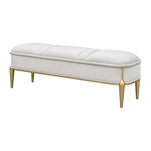 Scotts Square Chenille Accent Bench - Cornsilk/Gold