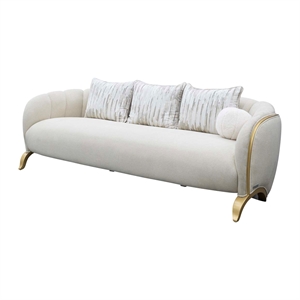 Scotts Square Chenille Sofa - Cornsilk/Gold