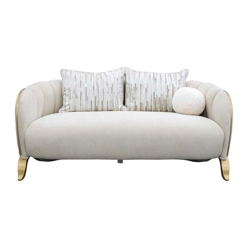Scotts Square Chenille Loveseat - Cornsilk/Gold