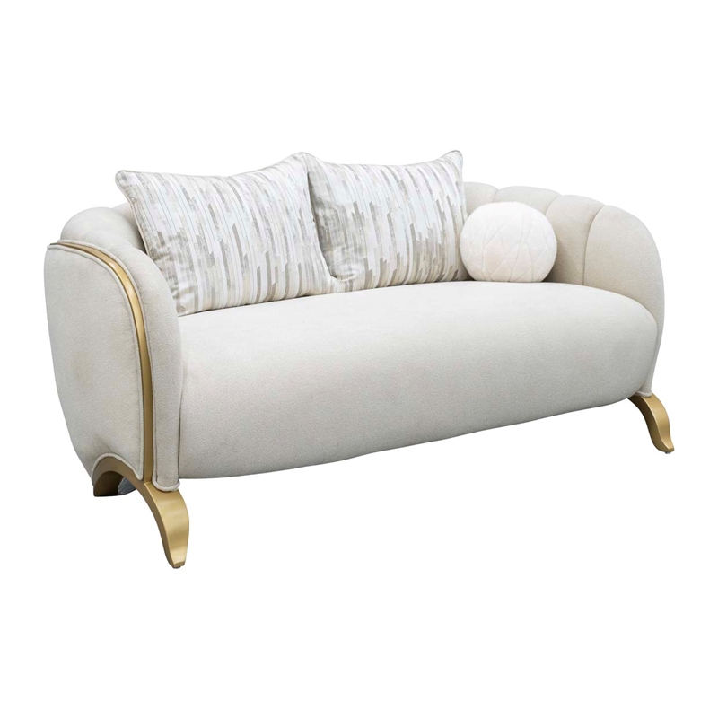 Scotts Square Chenille Loveseat - Cornsilk/Gold