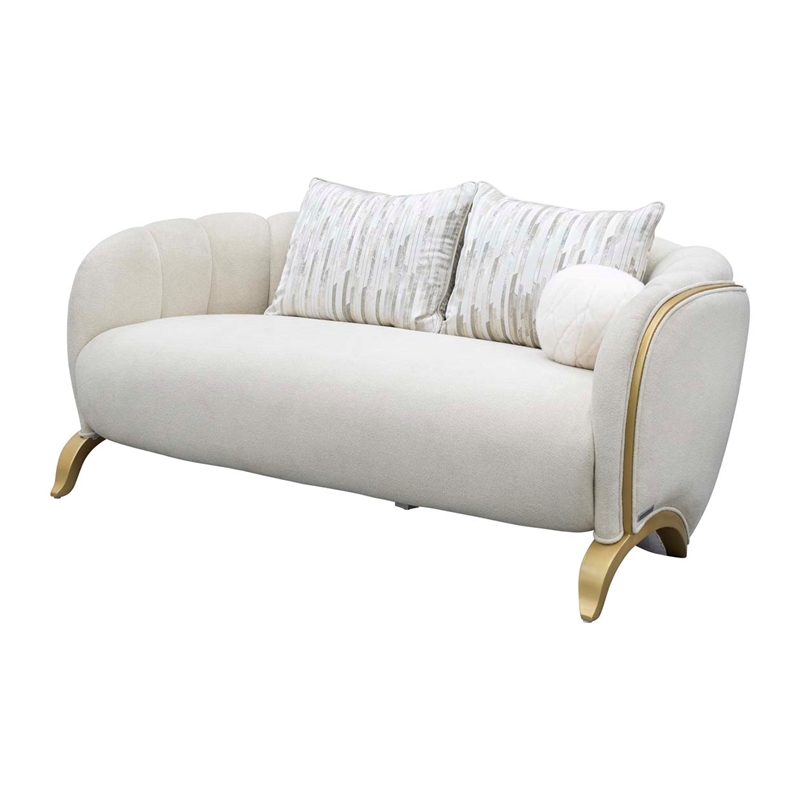 Scotts Square Chenille Loveseat - Cornsilk/Gold