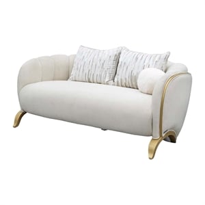 Scotts Square Chenille Loveseat - Cornsilk/Gold