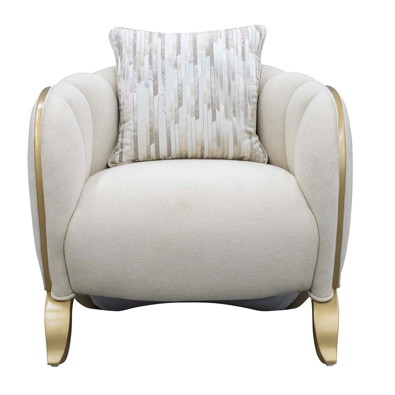 Scotts Square Chenille Matching Accent Chair - Cornsilk/Gold