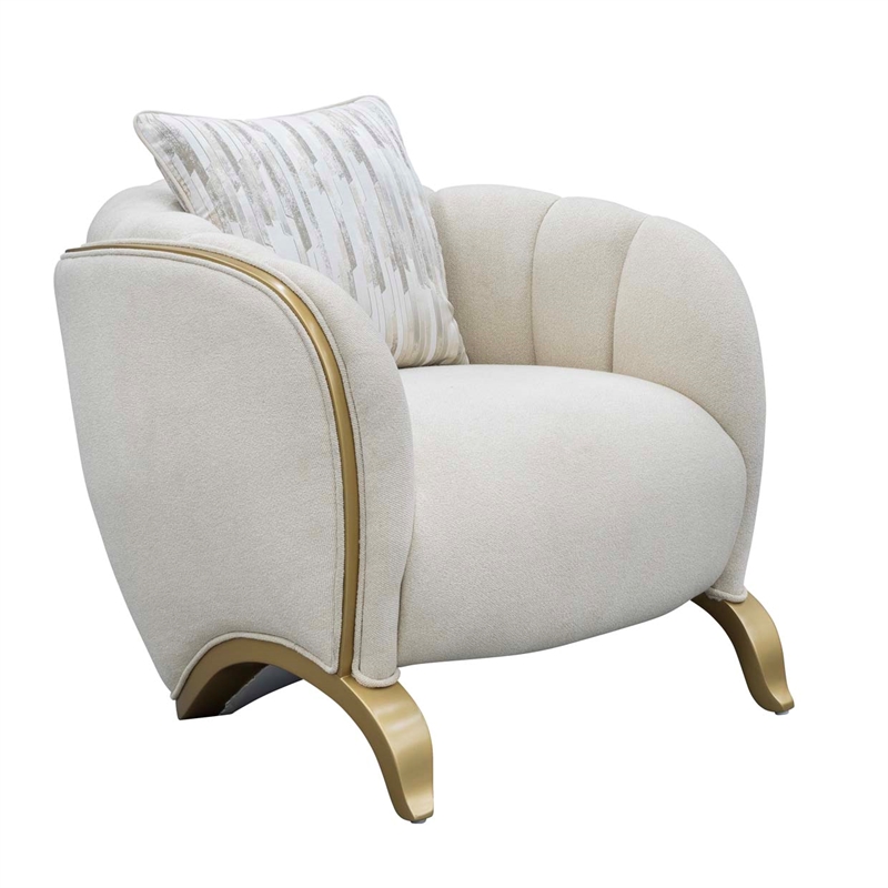 Scotts Square Chenille Matching Accent Chair - Cornsilk/Gold