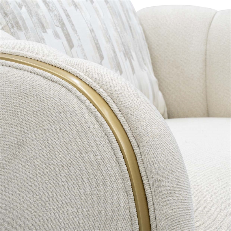 Scotts Square Chenille Matching Accent Chair - Cornsilk/Gold